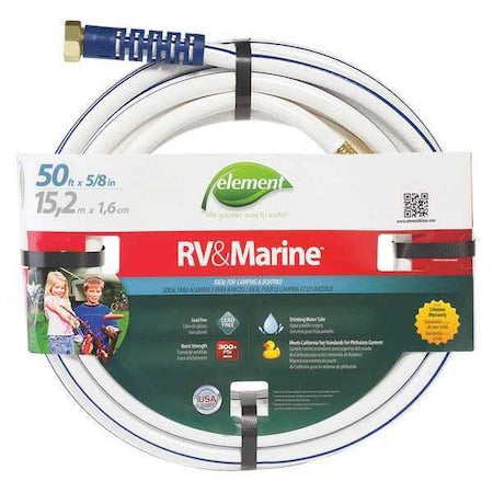 5/8 in ID x 50 ft L Water Hose, PVC Tube, White, Aluminum x Aluminum Fitting