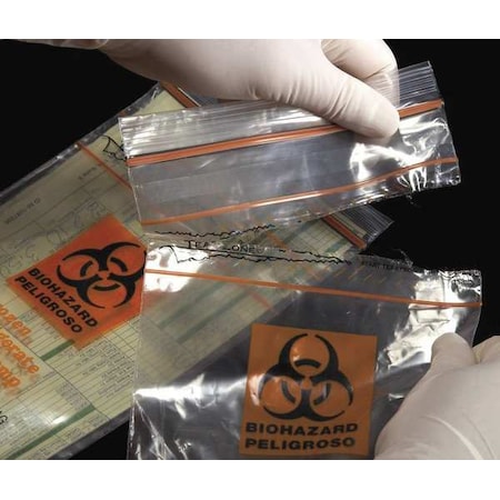 Sampling Bag, 9 in L, 6 in W, CLR, PK1000