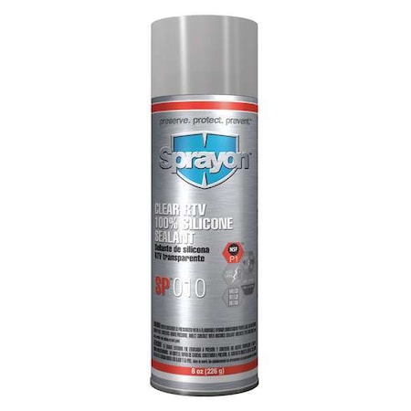 Mildew and Water Resistant Silicone Sealant, 8 oz, Clear, Temp Range 80 to 450 Degrees F