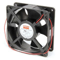 Axial Fan, Square, 12V DC, - Phase, PBT Plastic, 4 11/16 in W.