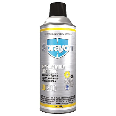General Purpose Dry Lubricant, Dry Film Moly, H2 No Food Contact, 11 oz, Aerosol Can, Black
