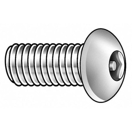 3/8"-16 x 1 in Hex Button Tamper Resistant Screw, Plain Finish, 18-8 Stainless Steel, 5 PK