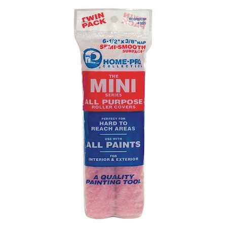 6-1/2" Mini Paint Roller Cover, 3/8" Nap, Polyester