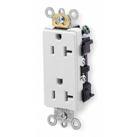 Straight Blade Receptacle, 5-20R, 20 A, 125V AC, 2 Pole, 3 Wire, Flush Mount, Single, White