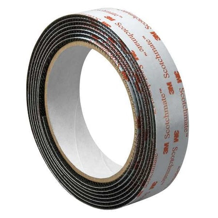Reclosable Fastener, Rubber Adhesive, 15 ft, 1 in W, Black