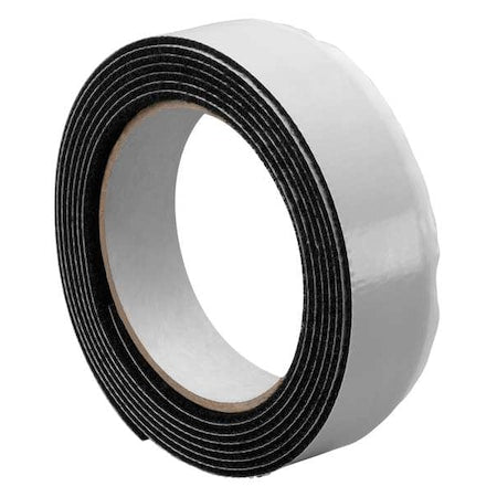 Reclosable Fastener, Rubber Adhesive, 30 ft, 1 in W, Black