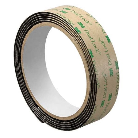 Reclosable Fastener, Acrylic Adhesive, 30 ft, 1 in W, Black