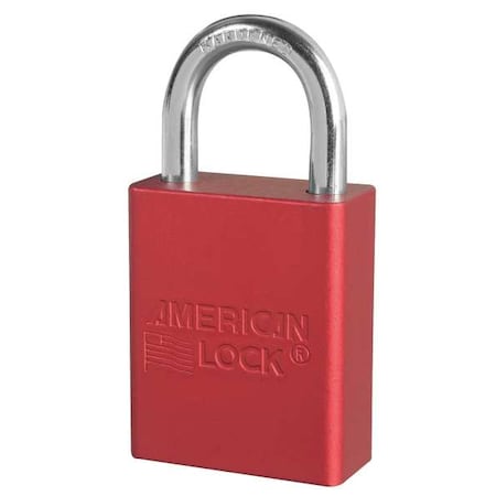 Lockout Padlock, Keyed Alike, Aluminum, Red, 1 in Shackle Height, 1 1/2 in Body Width, 12 PK