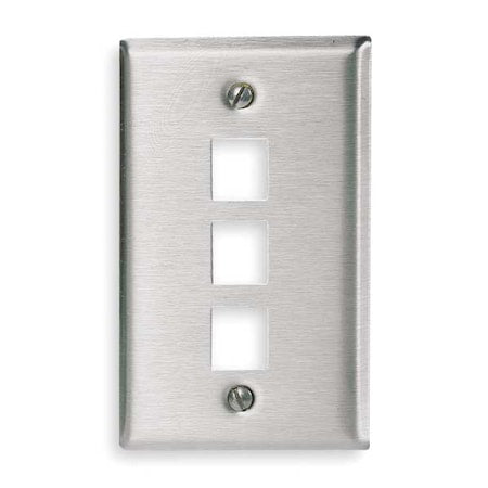 Hubbell SSF13 - Stainless Steel Plate, 1-Gang, 3-port - 3 x Total Number of Socket(s) - 1-gang - Brushed Stainless Steel