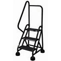 57 in H Steel Rolling Ladder, 3 Steps, 450 lb Load Capacity