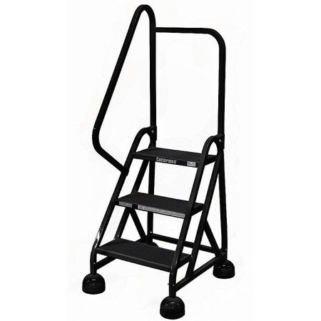 57 in H Steel Rolling Ladder, 3 Steps, 450 lb Load Capacity