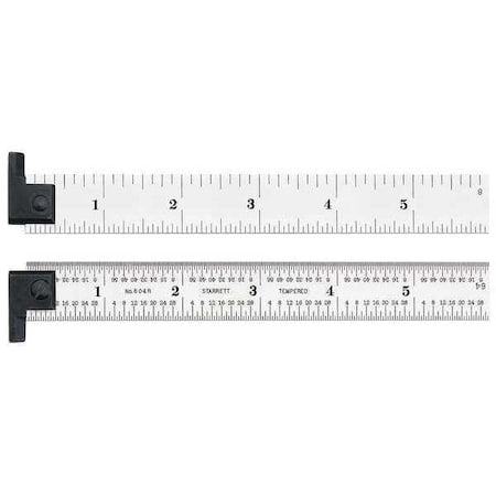 Steel Rule, 4R, 6 L x 3/4 In W, Chrome, Hook