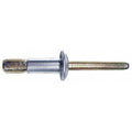 Blind Rivet, Dome Head, 1/4 in Dia., 51/64 in L, Steel Body, 25 PK