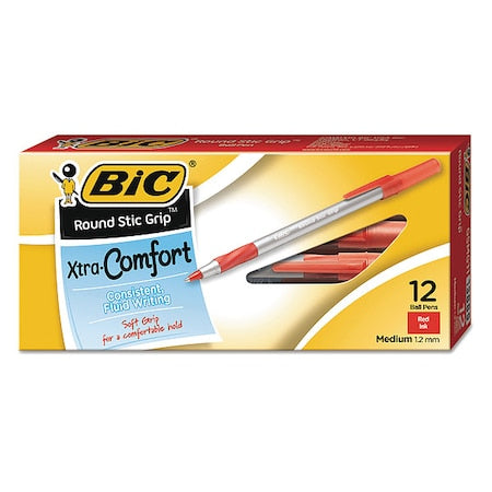 Stick Ballpoint Pen, Medium 1.2 mm, Red PK12