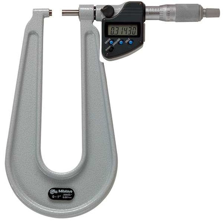 Digital Micrometer, Deep Throat, 1 In, SPC