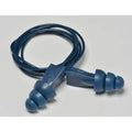 Tri-Grip Reusable Vinyl Ear Plugs, Flanged Shape, 27 dB, Blue, 1 PR