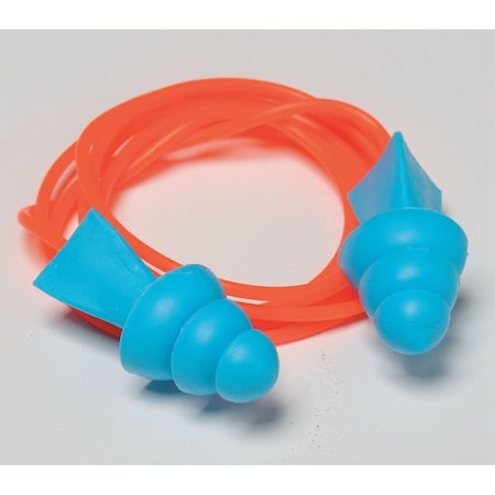 Tri-Grip Reusable Vinyl Ear Plugs, Flanged Shape, 27 dB, Blue, 1 PR
