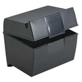 Index Card File Box, Plastic, 6 1/2 in W, 4 7/8 in D, 5 1/4 in H, Black