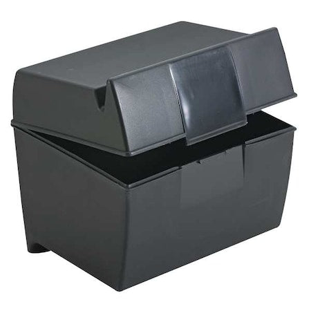 Index Card File Box, Plastic, 6 1/2 in W, 4 7/8 in D, 5 1/4 in H, Black