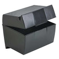 Index Card File Box, Plastic, 8 5/8 in W, 6 3/8 in D, 6 in H, Black