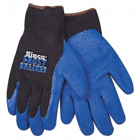 Coated Gloves, Natural Rubber Latex, Crinkled, Palm and Fingers, Not Rated Abrasion Level, L 1 PR