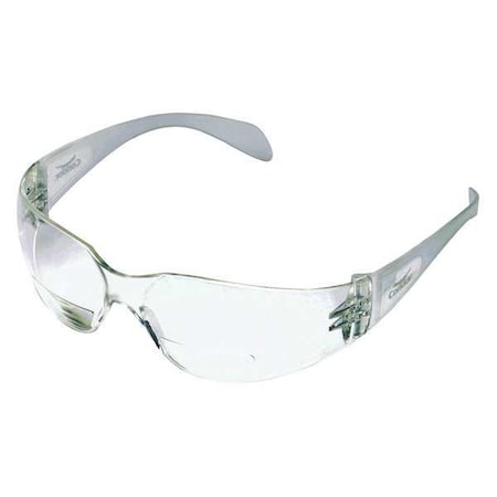 Bifocal Reader Safety Glasses, Diopter Strength +2.50, Anti-Scratch, Frameless, Clear Lens