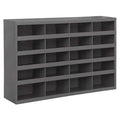 Pigeonhole Bin Unit, 33.75 in W x 8.5 in D x 22.25 in H, 20 Compartments, Gray, Steel