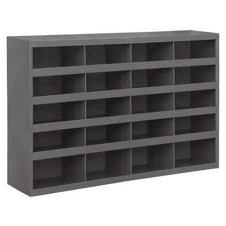 Pigeonhole Bin Unit, 33.75 in W x 8.5 in D x 22.25 in H, 20 Compartments, Gray, Steel