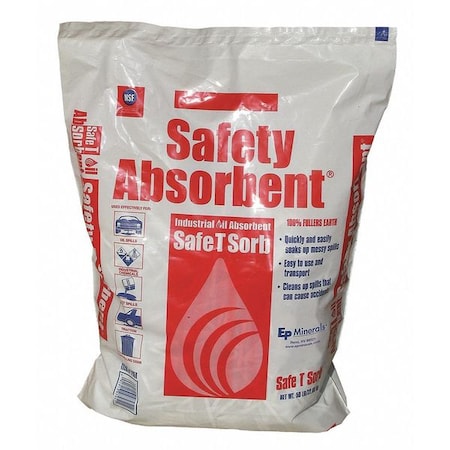 Loose Absorbent, 11 Qt Volume Absorbed per Pkg, 50 lb. Bag, Silica Free, NSF Rating J1