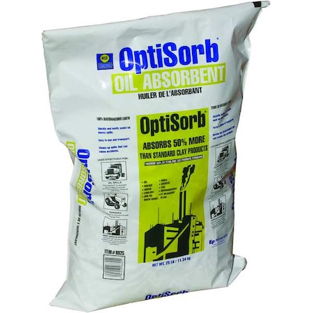 Granular Sorbent, 10 qt Absorbed per Package, 25 lb Bag, Diatomaceous Earth, Not Scented, Tan