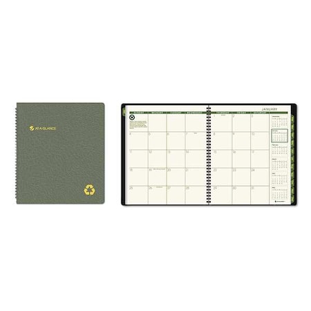 Recycled Monthly Planner, 11 x 9, Black Cover, 13-Month: Jan 2025 to Jan 2026