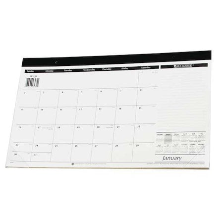Compact Desk Pad, 18 x 11, White Sheets, Black Binding, Clear Corners, 12-Month (Jan to Dec): 2025