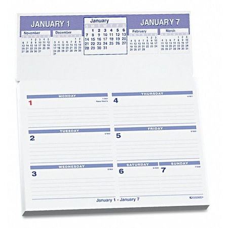 Flip-A-Week Desk Calendar Refill, 7 x 6, White Sheets, 12-Month (Jan to Dec): 2025