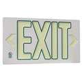 Exit Sign, Plastic, 15-3/8" W, 8-3/4" H, Exit (Double Arrows), White