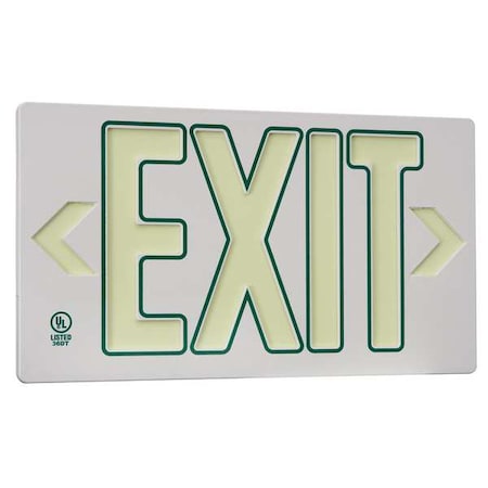 Exit Sign, Plastic, 15-3/8" W, 8-3/4" H, Exit (Double Arrows), White