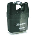 Padlock, Keyed Different, Partially Hidden Shackle, Rectangular Steel Body, Boron Shackle, 7/8 in W