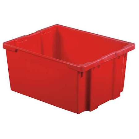 Hang & Stack Storage Bin, Plastic, Red, 15 1/8 in H, 24 in W, 30 1/8 in L