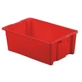 Hang & Stack Storage Bin, Plastic, Red, 10 1/2 in H, 18 3/4 in W, 28 1/2 in L