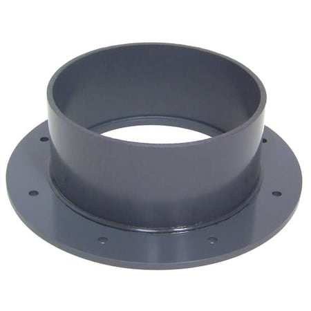 Flange Adapter, 6 in Duct Dia, Type I PVC, 10" L, 3-1/4" H