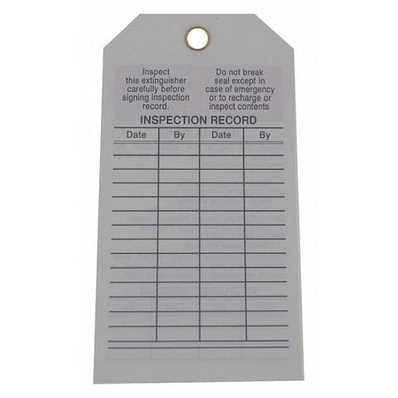 Tag, Fire Extinguisher, Polyester, 5 3/4 in H x 3 in W, White, Rectangle, 25 PK