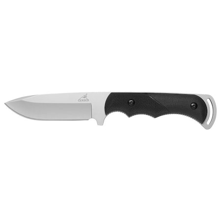 Fixed Blade Knife, 4 In L, Black, Sheath