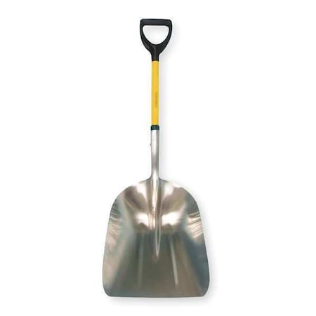 Scoop Shovel, Not Applicable Blade, Aluminum Blade, 23 in L Yellow Fiberglass Handle