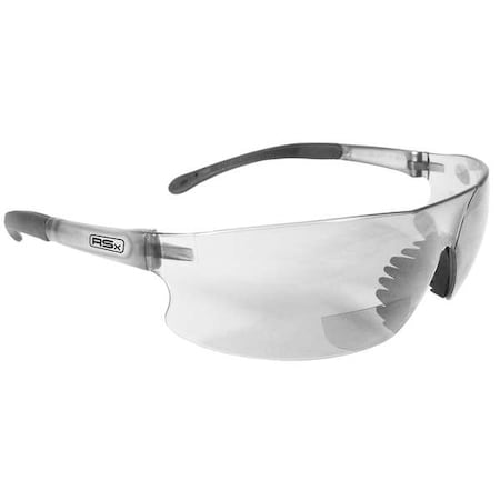 Rad-Sequel RSx(TM) Reader Safety Glasses, Clear Wraparound Frame, 3.0 Diopter, Clear Lens