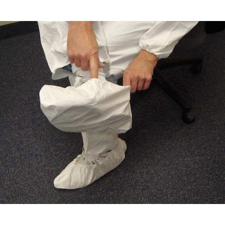Disposable Shoe Covers, Microporous, White, Slip Resistant Sole: No , L