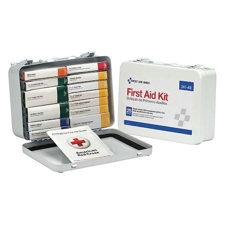 First Aid Kit and Housing, Metal 103 Components, 25 People Served