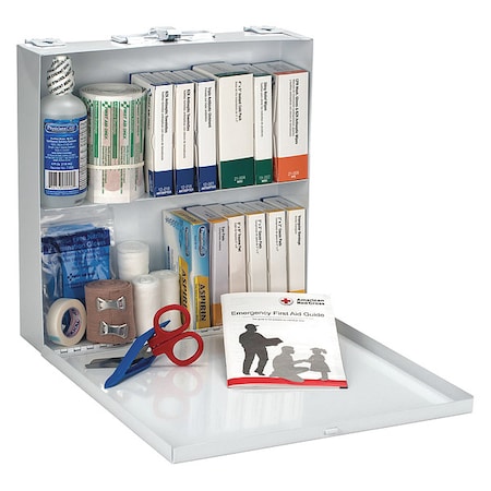 First Aid Kit and Housing, Metal 195 Components, 50 People Served