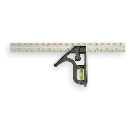 Combination Square, 12 In, Zinc Head