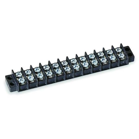 Terminal Strip, 12 Pole, 2 Row, 30 A, 600 V AC, 10 AWG, Screw Termination