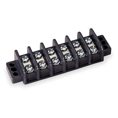 Terminal Strip, 6 Pole, 2 Row, 30 A, 600 V AC, 10 AWG, Screw Termination