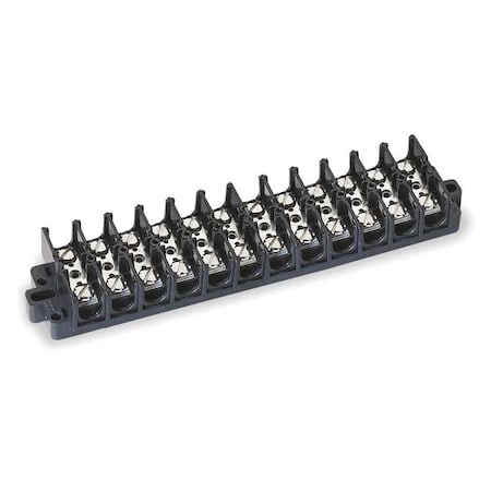 Terminal Strip, 12 Pole, 2 Row, 60 A, 600 V AC, 6 AWG, Screw Termination